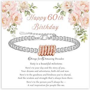60th Birthday Gift for Women Silver & Rose Gold Link Bracelet Milestone